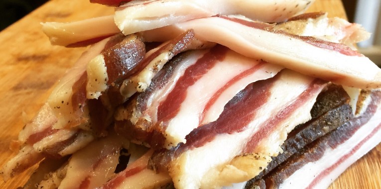 Kunekune pork- the other red meat. Old fashioned pork, with rich flavor, creamy & firm fat quality and taste beyond compare.